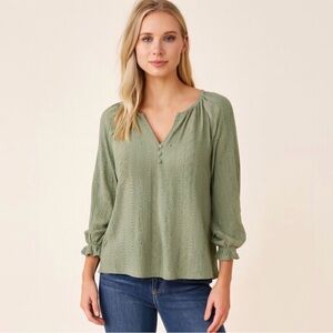 Frye Sage Green Blouse with Button Detail